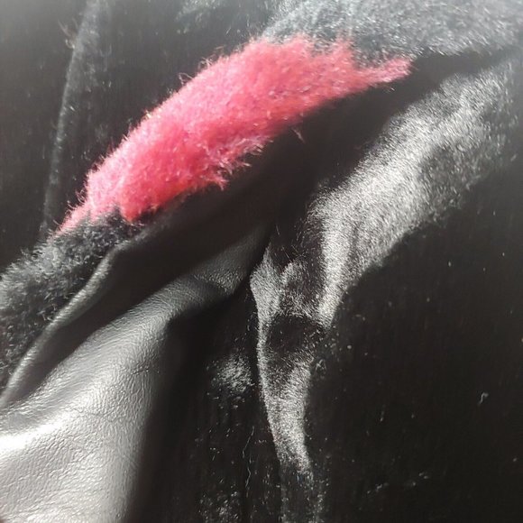 Vintage Borgessa Casper Womens Medium Coat Faux Fur USA Union Made Black Purple - Picture 15 of 15